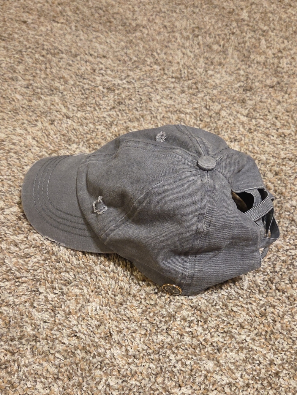 C.C Distressed Gray Pony Tail Baseball Cap